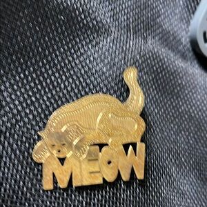 Gold Cat Meow brooch